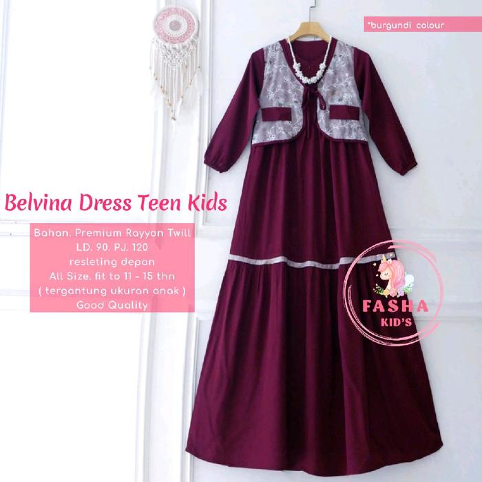 Dress Gamis anak cewek remaja tanggung belvina usia 11-15 tahun ori fasha kids l Gamis anak perempua