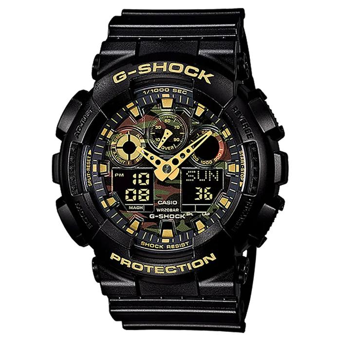 Jam Tangan G-SHOCK GA-100CF-1A9DR Black Camouflage Series Analog Digital Rubber Strap