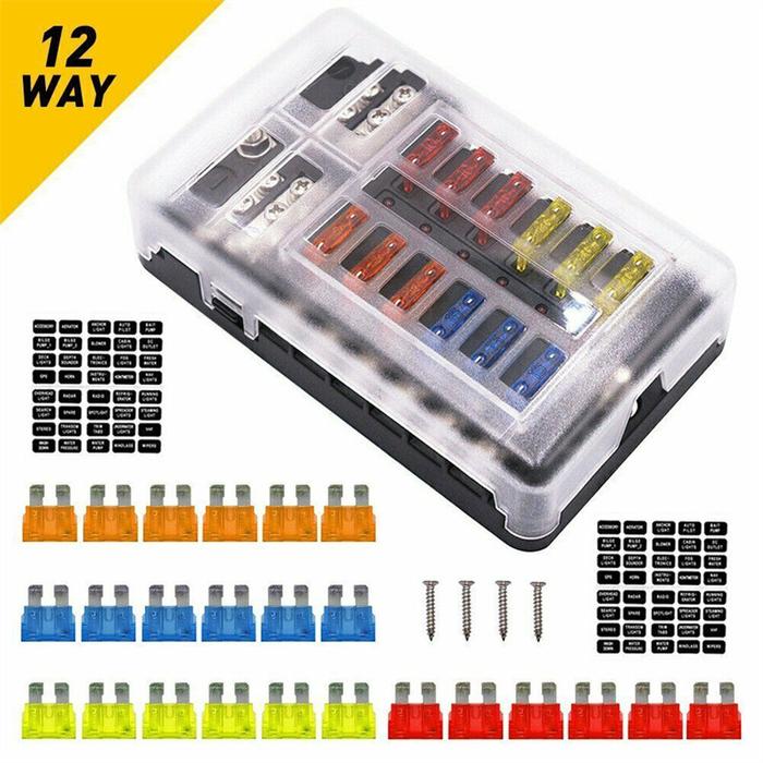 12V 24V 6 Way 12 Way Blade Fuse Box Holder For Car Boat Fuse Holder Block Power Panel Board Camper R