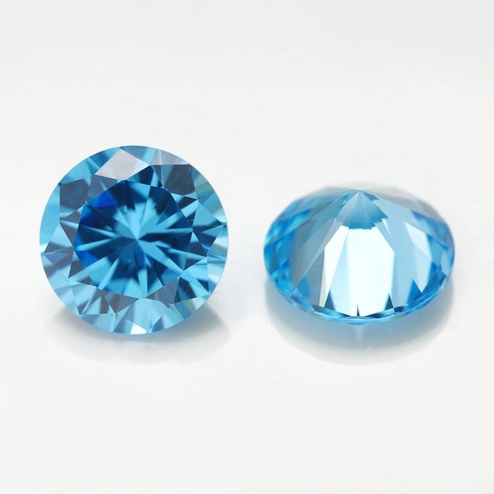 100p 1.0~10mm Round Loose Cubic Zirconia Stone 5A CZ Synthetic Gemstone Green Sea Blue Coffee Rhodol