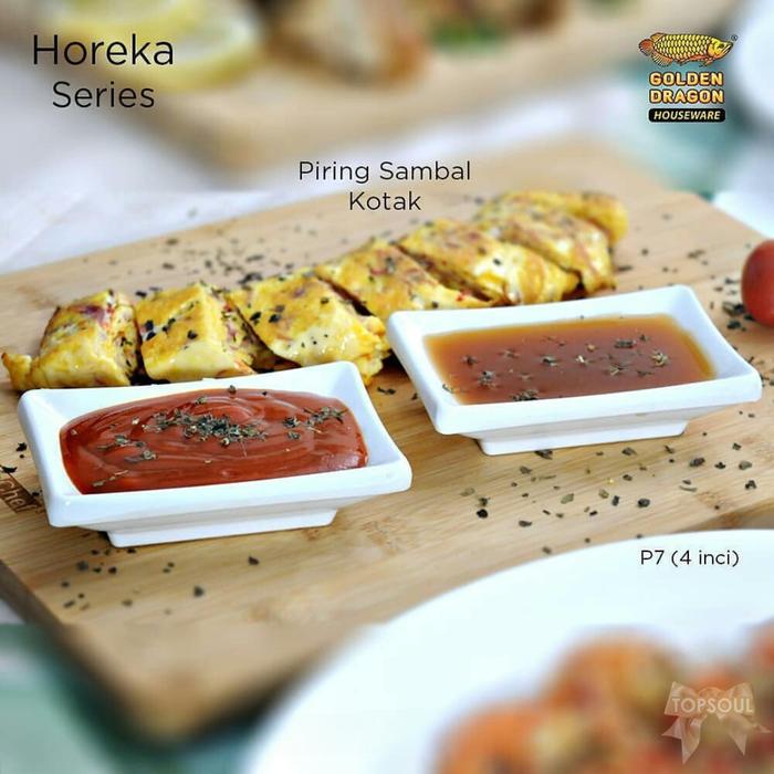 PUTIH Tempat Sambal Kotak 1 Piring Saus Cabe Melamin Golden Dragon P7