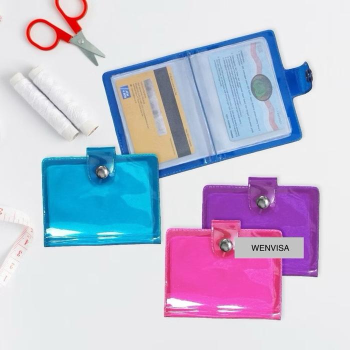 Dompet Kartu Kancing / Dompet Mini Transparan / Dompet Album Logam dan Kartu
