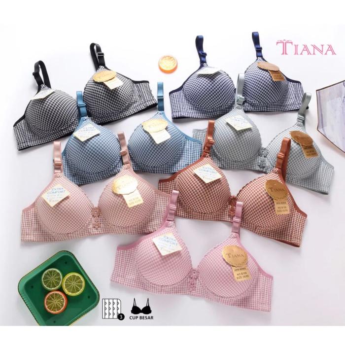 TIANA | BRA Cup Besar Kait 3 / Bra Motif Kotak / art TN B108