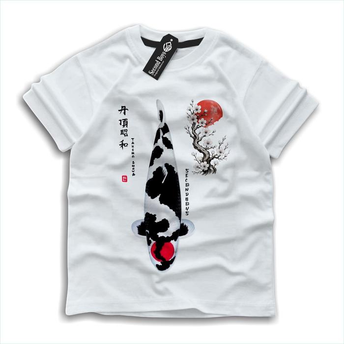 kaos distro anak motif ikan koi tancho showa atasan anak motif koi terbaru