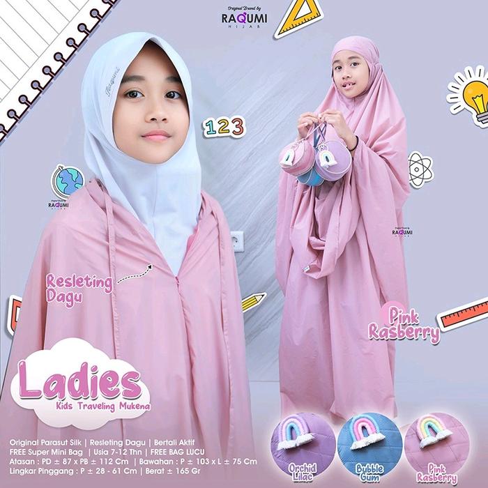 Ladies Mukena Anak, Mukena Anak Travelling,Bahan Parasut Silk yang Lembut dan ada resleting dagu, Fr
