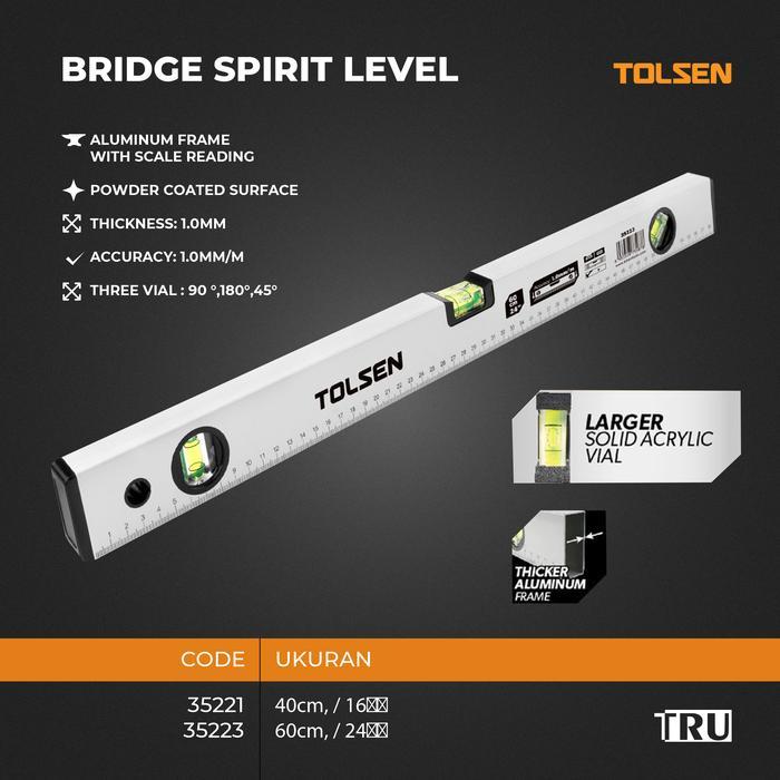 Spirit Level Waterpass Magnet Bahan Aluminium / Aluminium Bridge / Penggaris 40cm 60 Cm Tolsen
