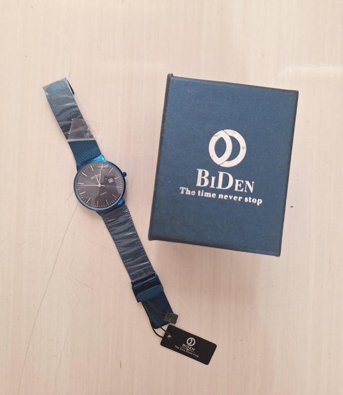 Jam Tangan Pria BIDEN Original - Tali Stainless Steel Mesh Biru