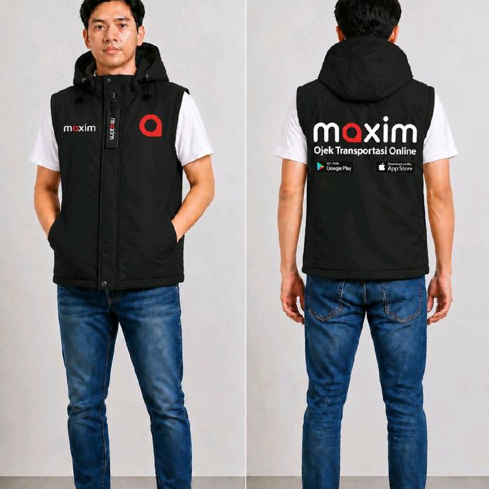Maxim Vest Rompi Motor Driver Maxim untuk Ojek Transportasi Online dengan Logo dan Aplikasi Google P