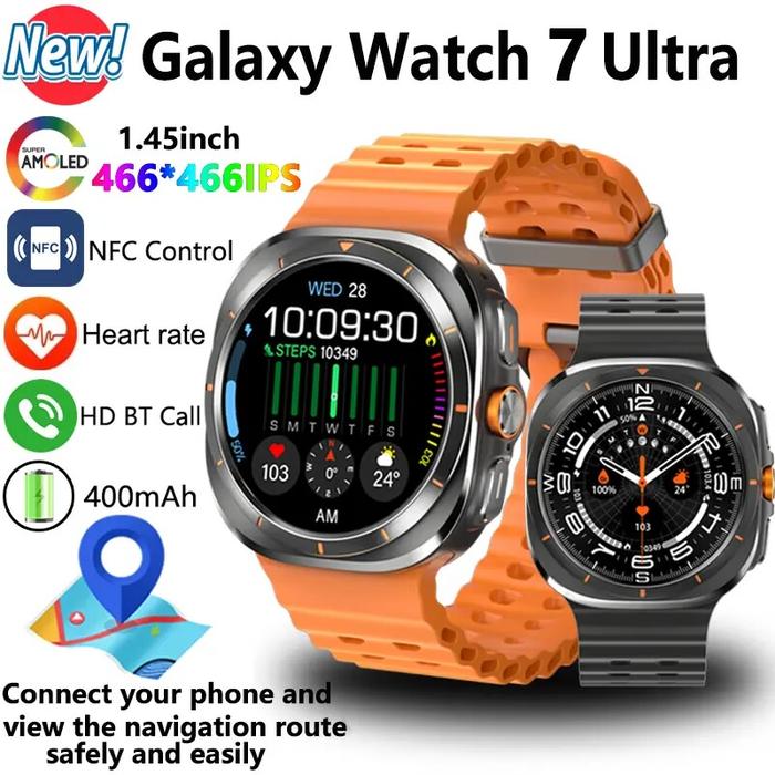 2025 New For Samsung Galaxy Watch 7 Ultra GPS Track Smart Watch Men AMOLED Always Display Clock NFC 