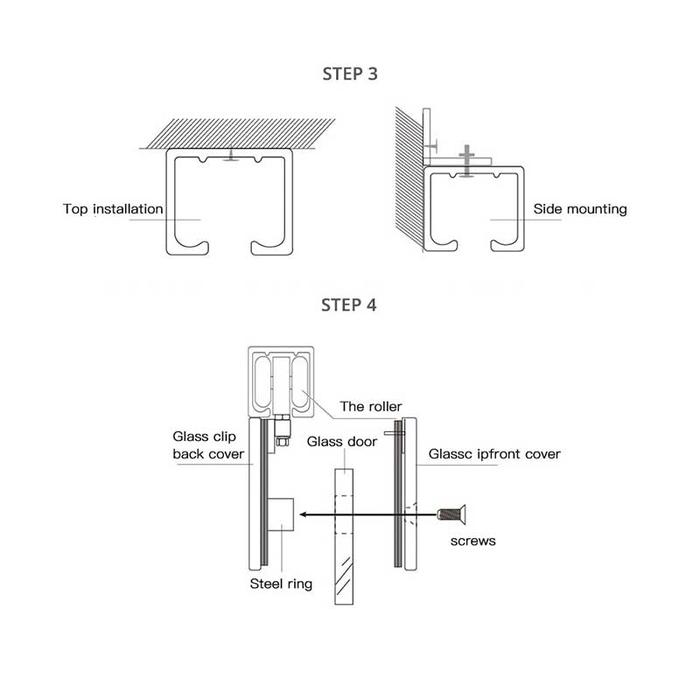 Aksesoris Sliding Pintu Kaca Glass Clamp Sliding Accessory Set Sliding Roller Glass Clamp