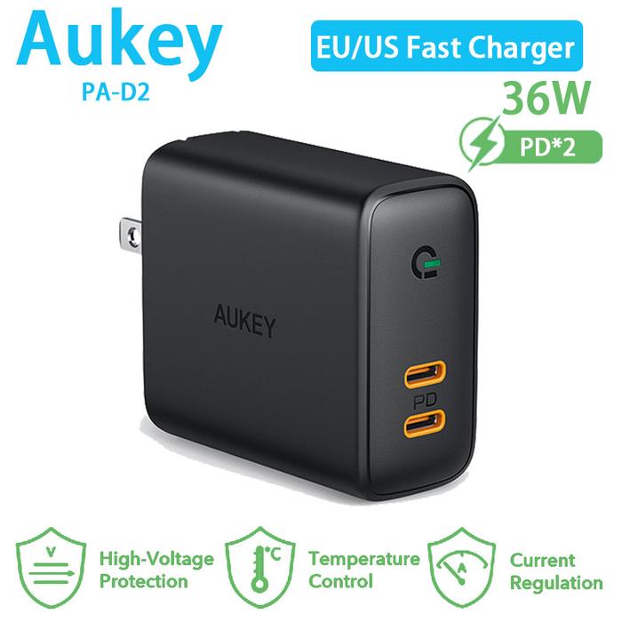 AUKEY PA D2 36W Charger Desktop Laptop EU Fast Charger  Adaptor For