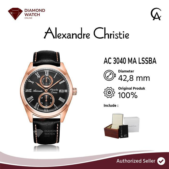 Alexandre Christie  Automatic AC 3040 MA LSSBA Man Black Dial Black Leather Strap