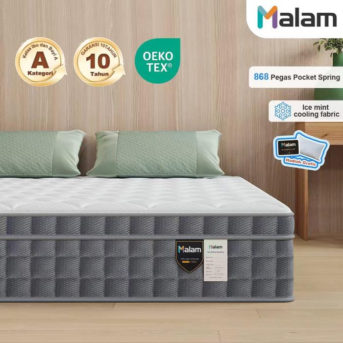 NEW PRODUK Malam Kasur Springbed - IceMint Cooling Mattress - FREE Bantal - Ukuran kasur 90x200, 120
