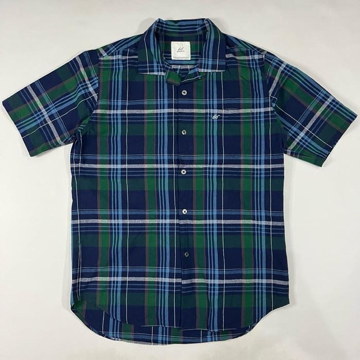 Sunny Cloud Plaid Gingham Madras Open Collar Camp Work Shirt no Muji Uniqlo U Carhartt Dickies Supre