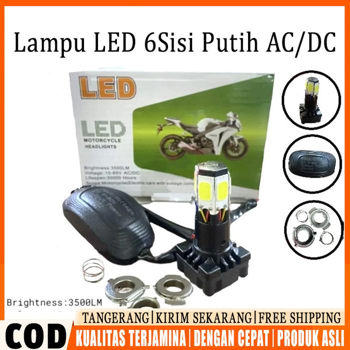Lampu Depan Lampu LED 6 Sisi Putih AC/DC Universal Plus Kipas