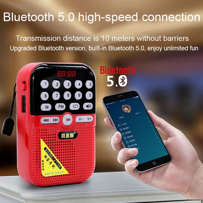 Portable Mini Radio FM Radio Receiver Wireless Bluetooth Loudspeaker