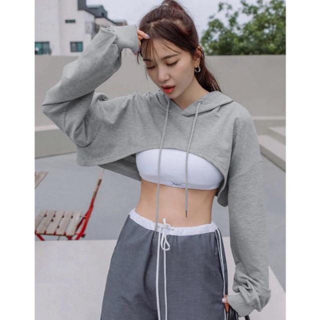 Hoodie Super Cropped Dada Terbuka BigSize S M L XL 2XL 3XL 4XL 5XL 6XL Hoodie Crop Wanita Korean Sty