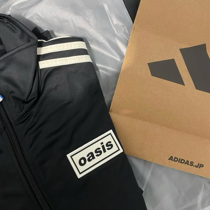 Adidas x Oasis Firebird Tour 2025 Tracktop Hitam XS Jaket Casual Pria Wanita 3 Garis Original Ukuran