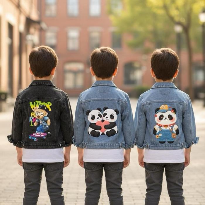 Faris Collection Jaket Anak Laki-Laki & Perempuan Usia 1-12 Tahun Bahan Jeans Denim Adem Lembut Gamb