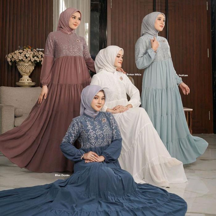 [NEW] • COD | ANNOLLA DRESS 3 • NADHEERA LUXURY / Gamis Dress Mewah Sultan Brokat Lace Babydoll Adem
