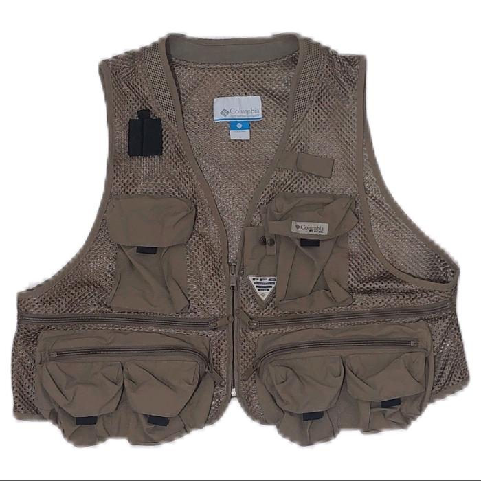 ROMPI MANCING COLUMBIA PFG FISHING VEST ORIGINAL BROWN TACTICAL CAMPING OUTDOOR