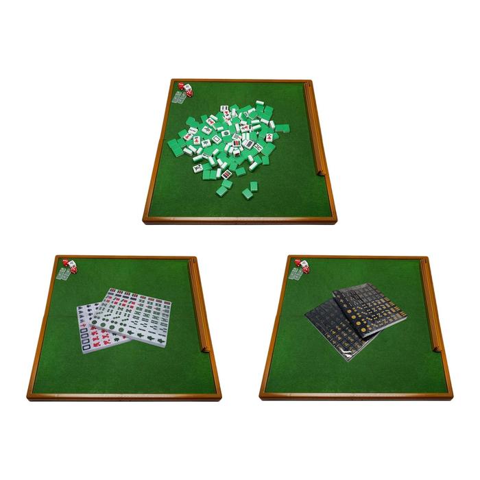 144 Tiles Mahjong Mini Mahjong Set with Folding Mahjong Table for