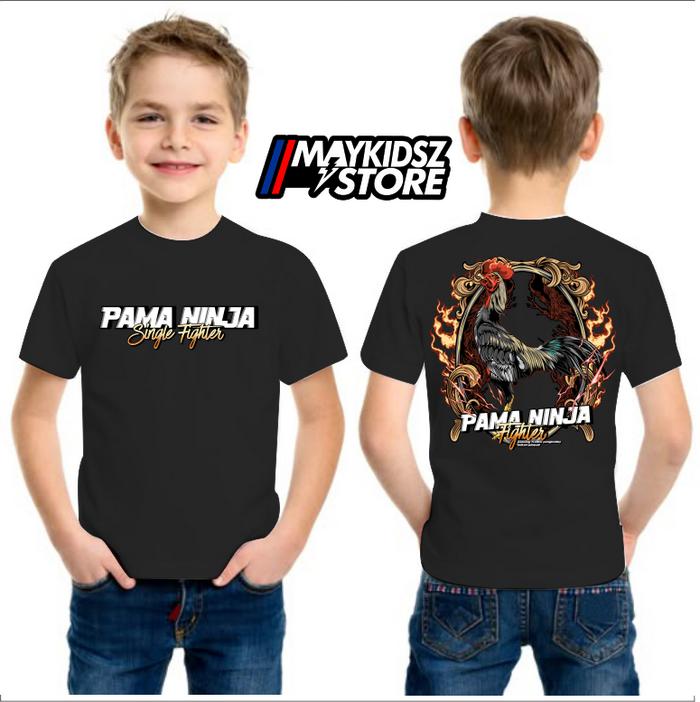 BAJU KAOS AYAM PAMA NINJA SINGLE FIGHTER T-SHIRT PEJUANG TRADISI ANAK USIAA 4-12TAHUN BAJU DISTRO AN