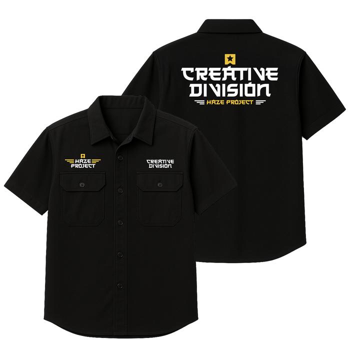 HAZE Workshirt Open Collar Regular Fit Black - Creative Division