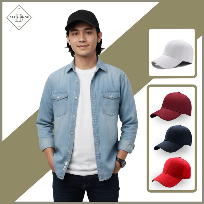 Topi Baseball Polos Pria Bahan Rapel Premium Caps Polo Distro Cowok Kanvas Unisex Wanita Anak Dewasa