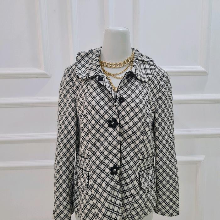 blazer korea hitam putih wanita