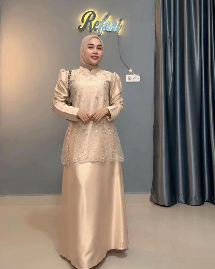 Gamis jumbo wanita model brokat mewah JULLIA DRESS gamis kondangan pesta wanita kekinian