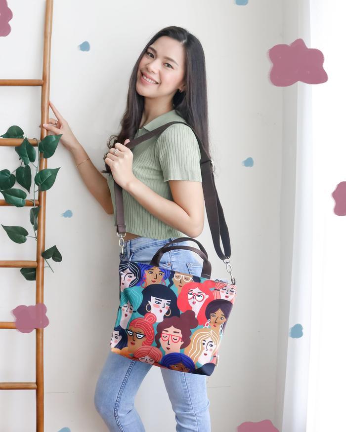NEW Sovlo - Kylie Girl Power Sling Bag - Totebag Wanita Kuliah Cewek Kanvas