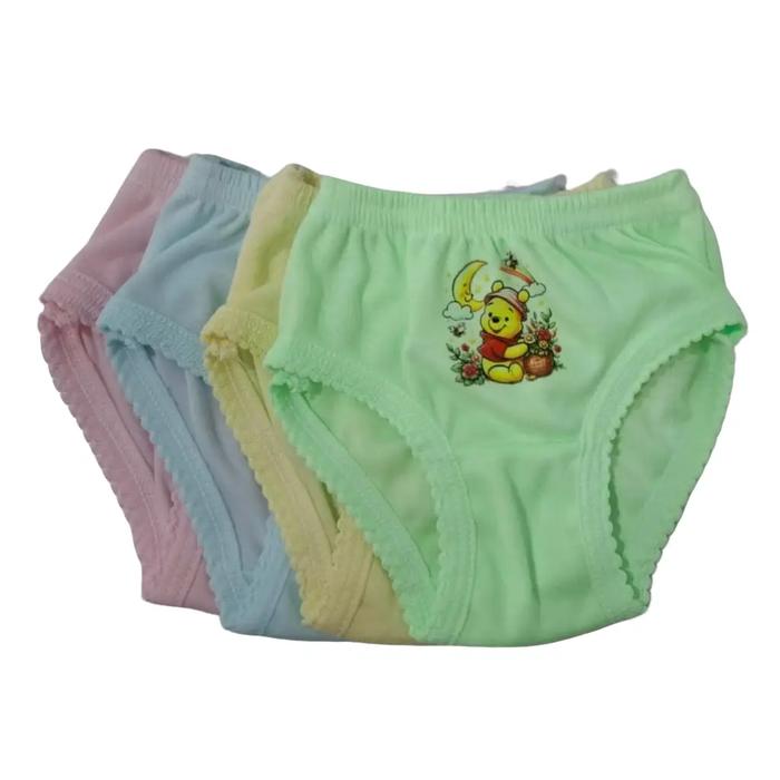 MECCINO Celana Dalam Anak Perempuan Sablon Katun 6 Pcs Bahan Lembut Nyaman Ukuran S M L Warna Random