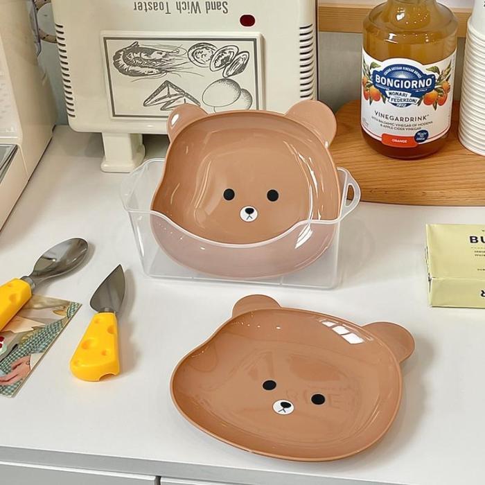 1 sd 6 pcs Piring Makan Anak Lucu Bear Beruang Peralatan Piring Snack Pesta Piring Makan Plastik Ana