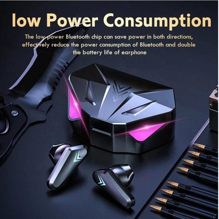 Headset Bluetooth Gaming TWS X15 Bluetooth V5.2 LED Smart Display Headset Nirkabel