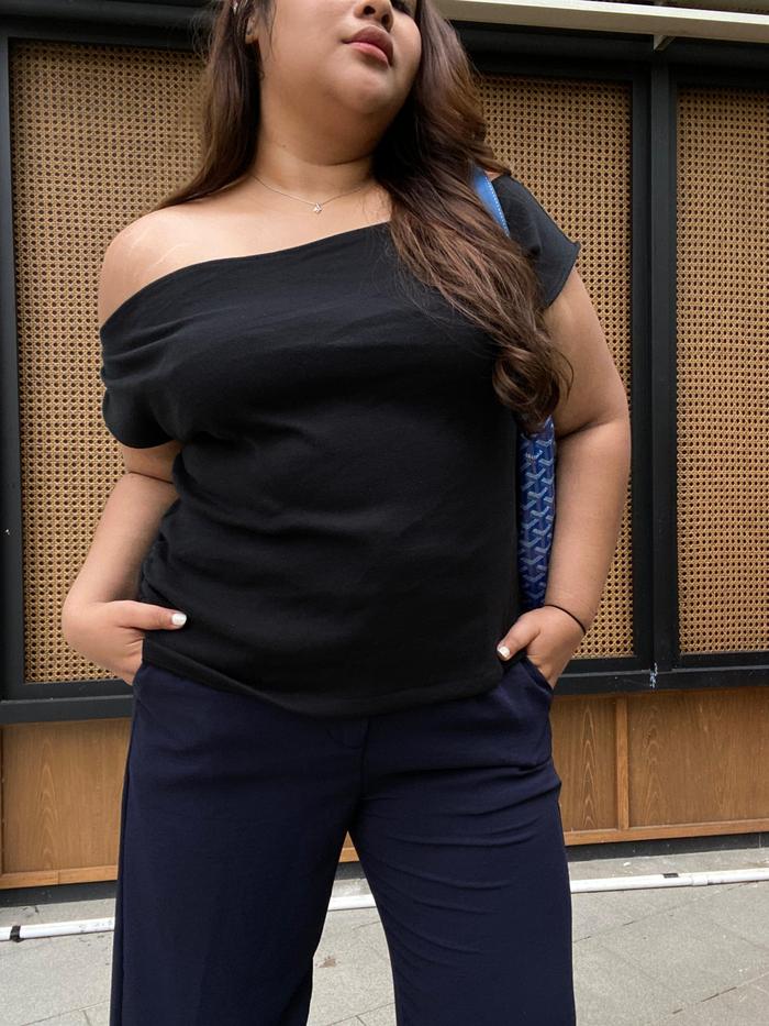 VOYA - PAMELA ONE SHOULDER RIB TOP - BLOUSE JUMBO - BIGSIZE