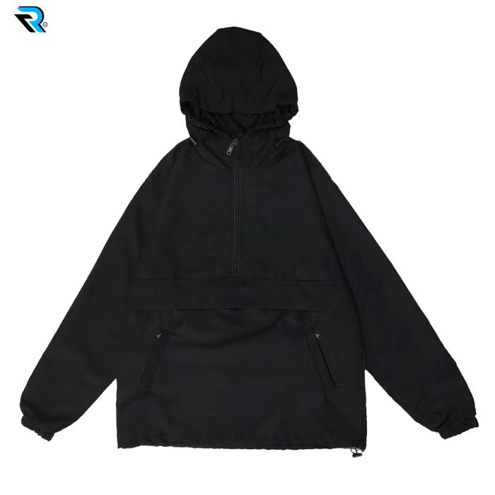 RU- Cagoule Jaket Cougle Polos Original Jaket Cagoule Hitam Polos Waterproof Unisex