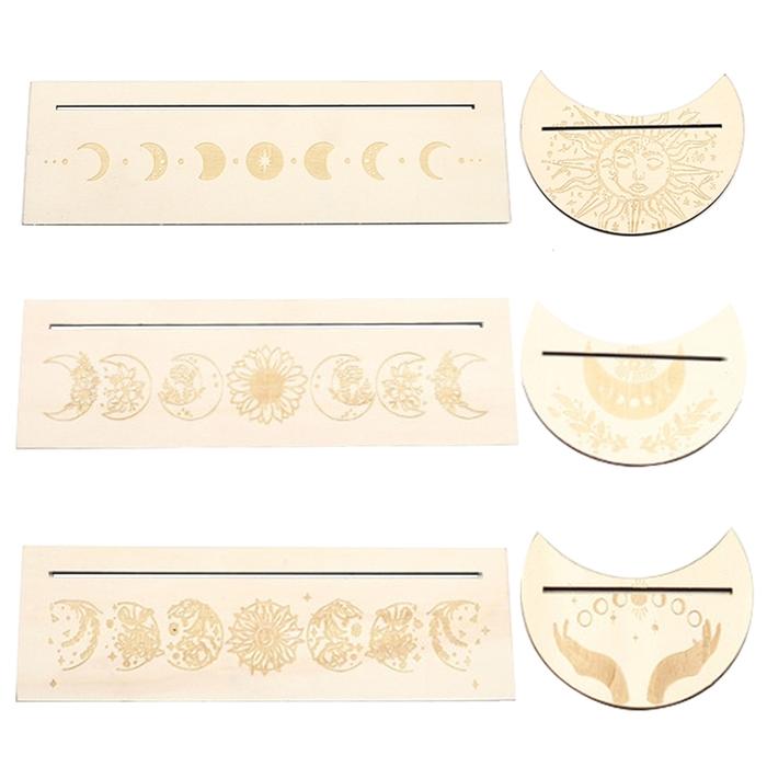Wooden Card Stand for Tarot Moon Shape Rectangle Card Altar