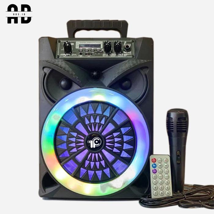 ABS - Speaker Bluetooth Portable Karaoke Kimiso Qs-834 LED 8 inch With Mic Karaoke