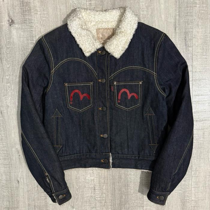 Evisu women sherpa denim jacket