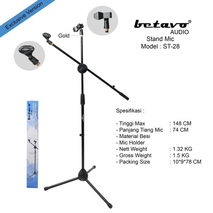 Stand Mic Betavo ST-28 Tiang Microphone Berdiri Professional
