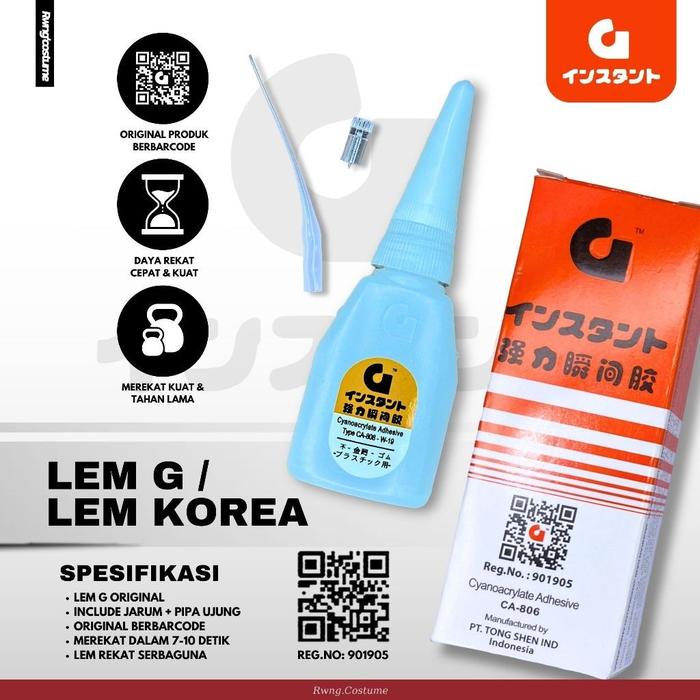 Lem Korea G Original 1 Dus (50pcs)  / Lem G Super Rekat Original