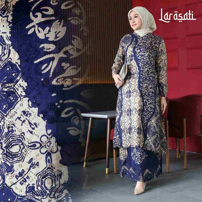 Zn Set Batik Sutra Gamis Batik Modern Gamis Pesta Mewah Gamis Wisuda Set Tunic Elegant - Setelan Wan