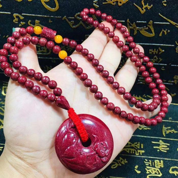 ORIGINAL Jimat Zinnober Alami Liontin Bunga Teratai Jimat Mala