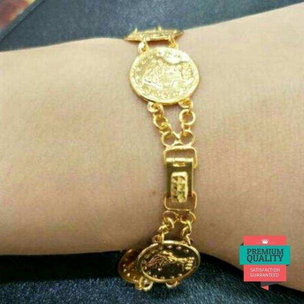 MURAH READY....GELANG EMAS ASLI KADAR 700 MODEL KOIN KUNO KEREN