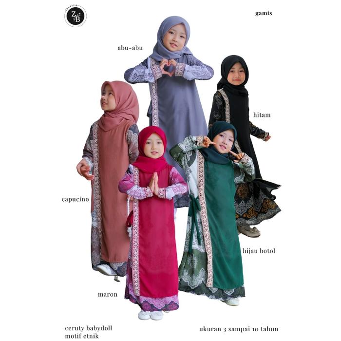 Gamis Anak Perempuan Terbaru Motif Etnik Kekinian Mewah Lebaran Fiara Muslim Muslim