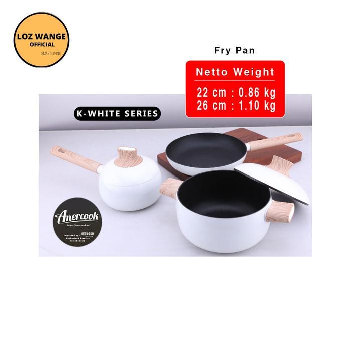 Cookware Set Amercook Aluminium White Series Panci Wajan Anti Lengket