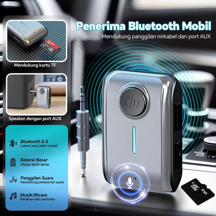 Penerima Bluetooth AUX Kualitas Suara Lossless  Pemancar Bluetooth Portabel 3.5mm Adaptor Audio Blue