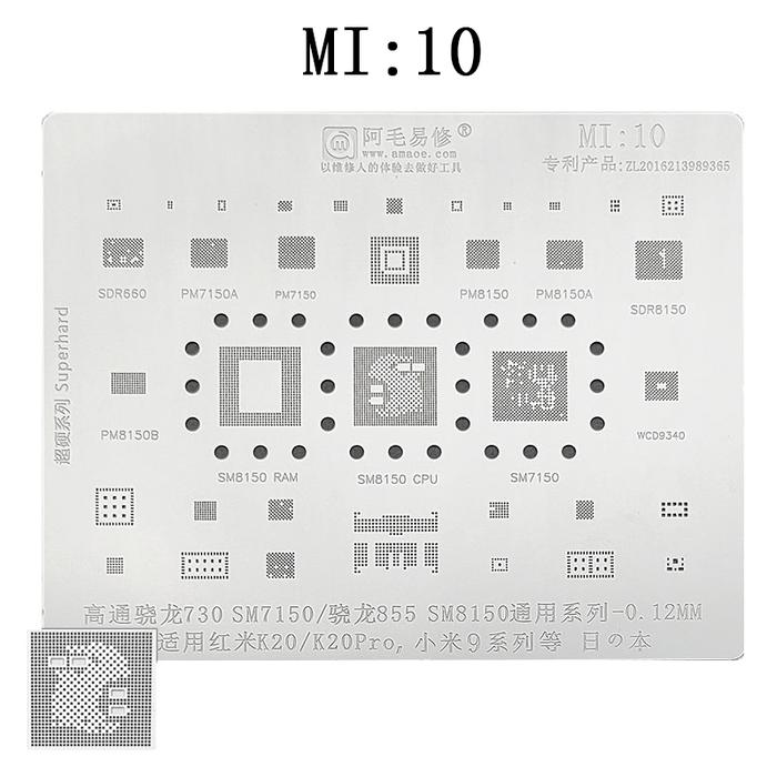Amaoe MI:10 BGA Reballing Stencil for SM7150 RAM SM8150 CPU XIAOMI 9
