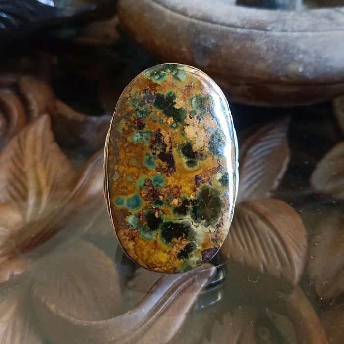 pirus persia hijau multi color tua bangka jumbo - persian turquoise ring perak - cocok buat liontin
